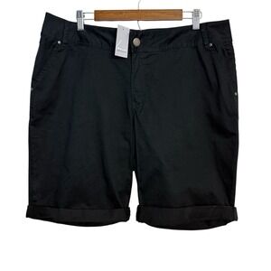 NEW Lane Bryant shorts womens 18 black Bermuda cuffed chino casual stretch comfy